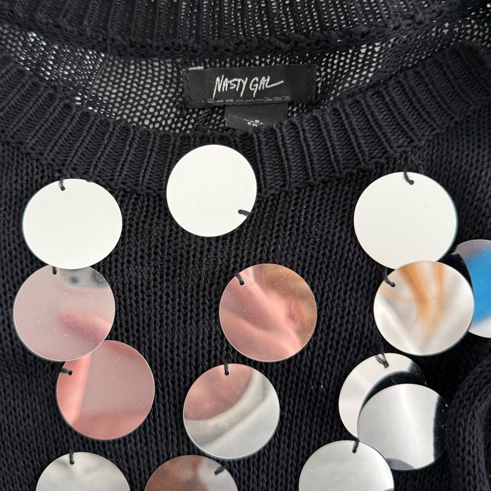 Black Sequin Long Sleeve Top - Picture 5 of 7